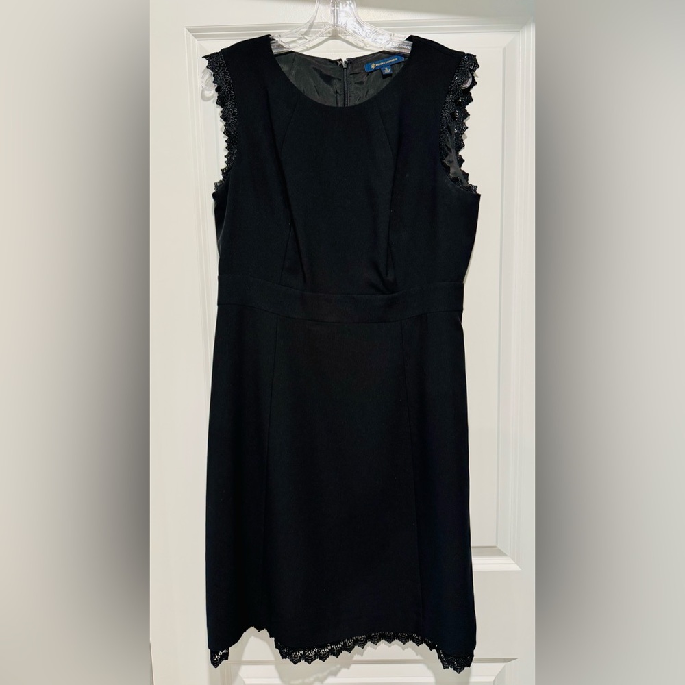 Brooks Brothers Black Lace Trim Midi Dress